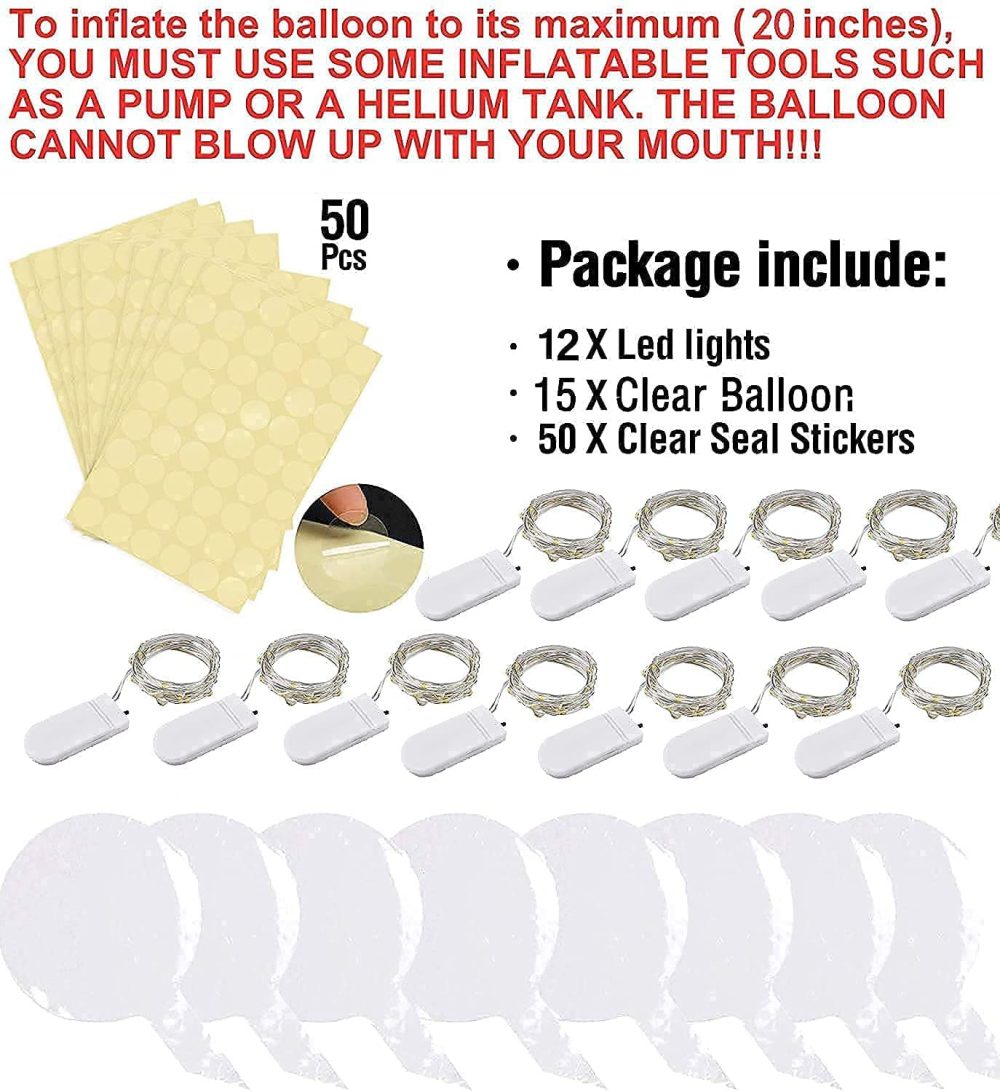 Light up led balloons (warm white-12 sets with battery) - Image 4