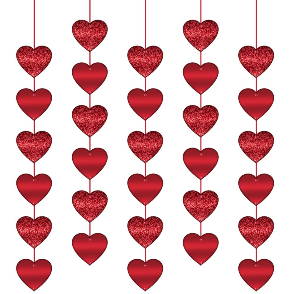 ALLY-MAGIC Red Hearts Glitter Garlands, 36pcs Red Hearts Hanging String Decor for Valentines Day, Anniversaries, Proposals Decorations, Wedding Backdrop Party Supplies Y9HSQRJAXLH (Red)