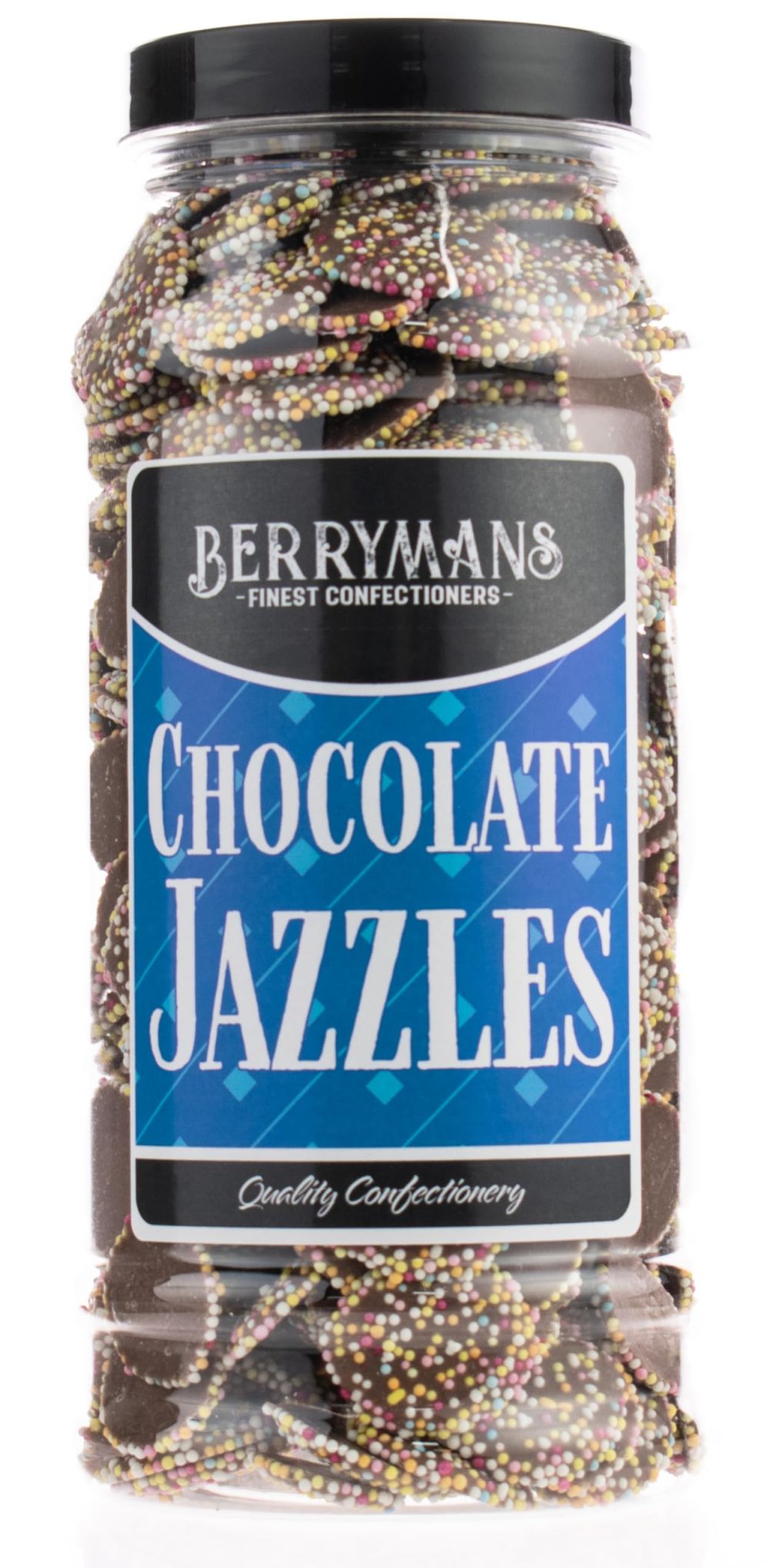 Original Chocolate Jazzles Snowies Jazzies Retro Sweets Gift Jar By Berrymans Sweet Shop - Classic Sweets, Traditional Taste.