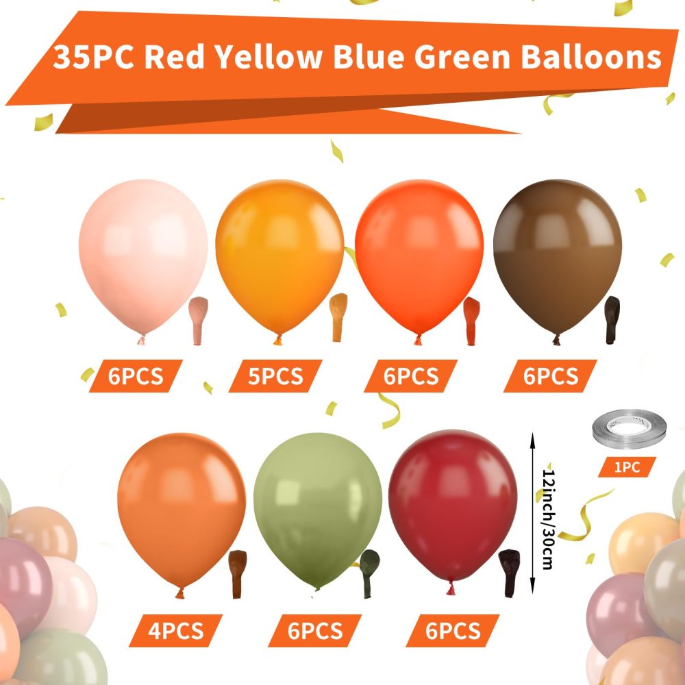 Sage Green Brown Balloons, Fall Balloons Orange Brown Yellow Balloons Burgundy balloons for Thanksgiving Wild Woodland Theme Party Birthday Baby Shower Wedding Bridal Shower Anniversary Decorations - Image 7