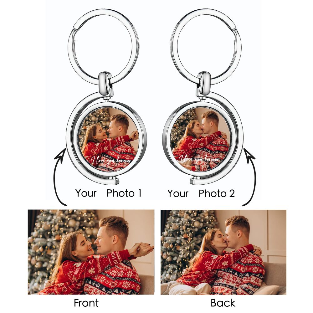 Easycosy Photo Keyring Personalised Colorful Double Sided Keychain Custom Valentine's Day Anniversary Birthday Memorial Gifts for Couple Boyfriend Girlfriend - Image 8