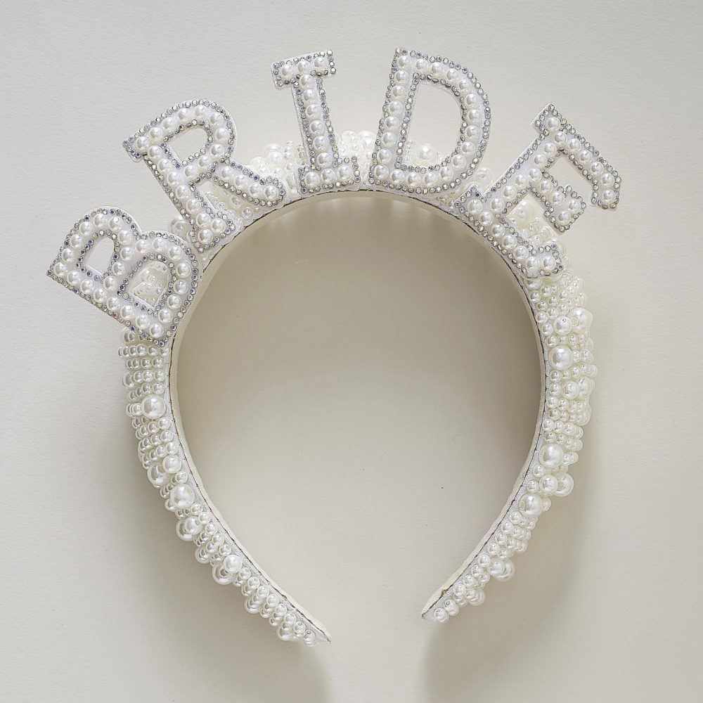 Ginger Ray Bride Embellished Faux Pearl Headband Hen Party Wearable - Image 3