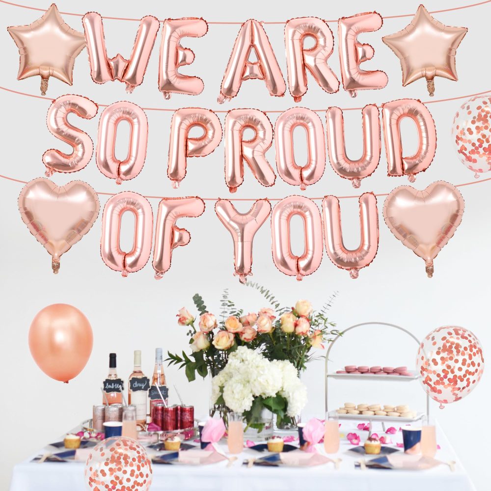 Congratulations Banner Graduation Decoration Balloons - We Are So Proud of You Balloons Banner Decorations Rose Gold Theme Party Supplies for College High School Party - Image 4