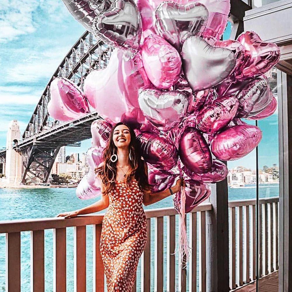 20PCS 46CM Heart Balloons Heart Foil Balloons Mylar Heart Balloons Metallic Aluminum Balloons Romantic Party Decor Balloons for Valentines Day Birthday Wedding Bridal Decor (pink silver) - Image 2