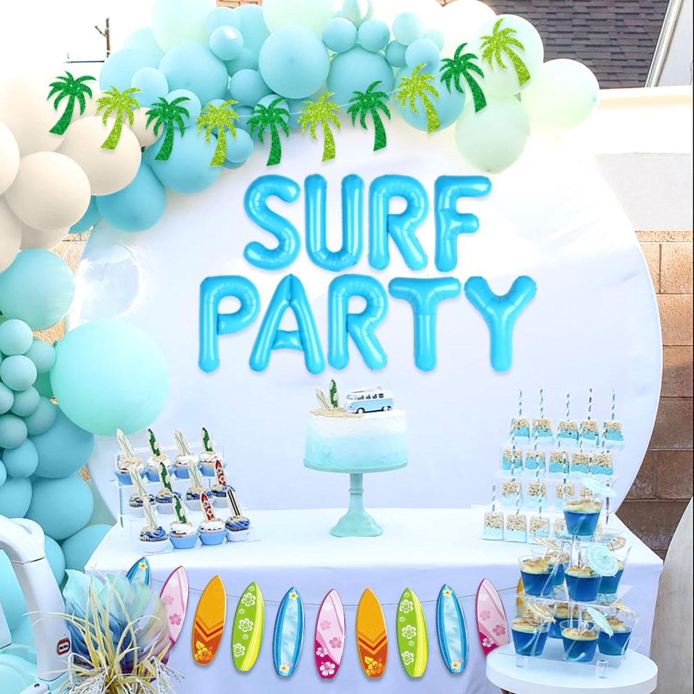 JeVenis Surf Up Party Decoration Surf Up Party Supplies Backdrop The Big One Surf Birthday Baby On Board Backdrop for Summer Beach Baby Shower Birthday Party - Image 2