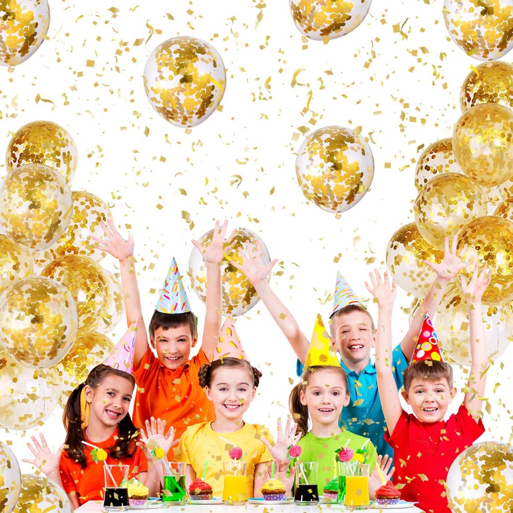 Unisun Confetti Balloons, 20pcs Gold Sequins Balloons Set 12" Inch Latex Party Balloon for Birthday Wedding Baby Shower Anniversary Celebrations Party Decorations - Image 3