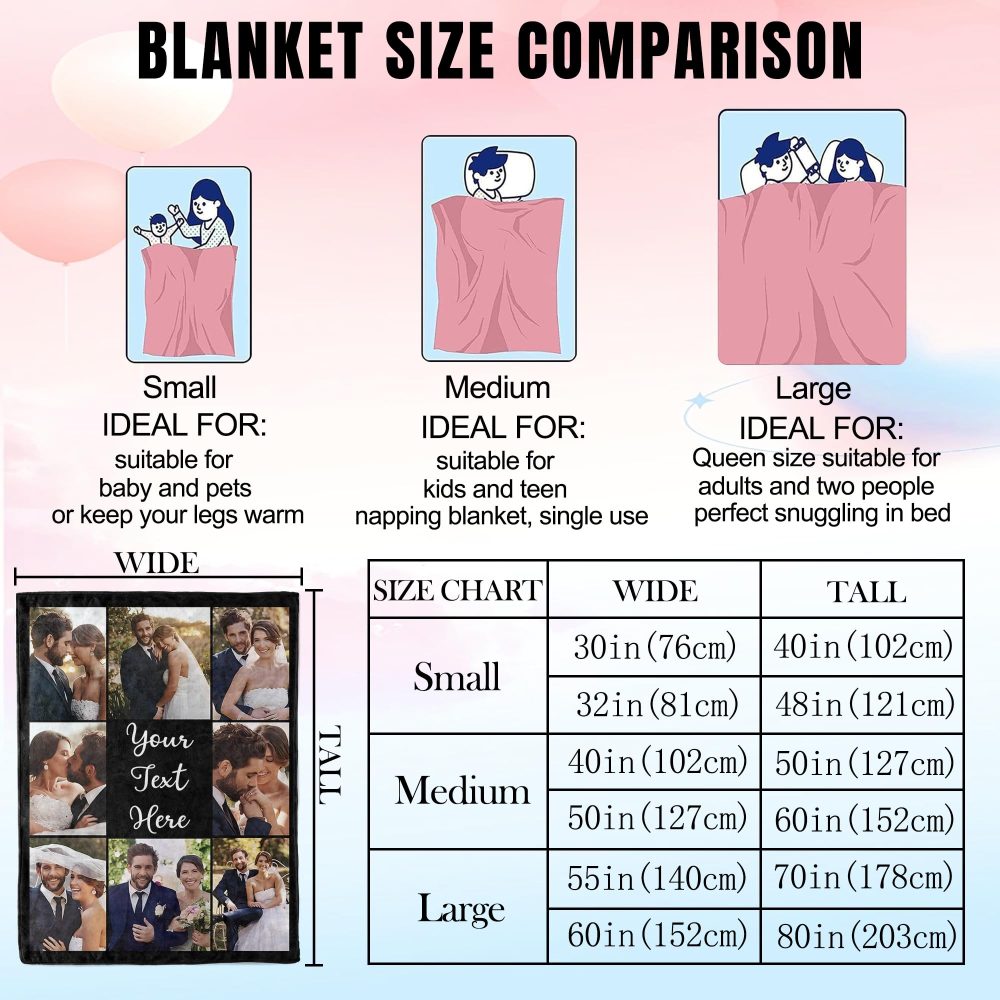 Personalised Photo Blanket for Adult Kids, Customised Blanket with Picture Text, Custom Blanekt, Personalised Christmas Valentines Anniversary Birthday Gifts for Her Women Men Him Girlfriend Boyfriend - Image 3