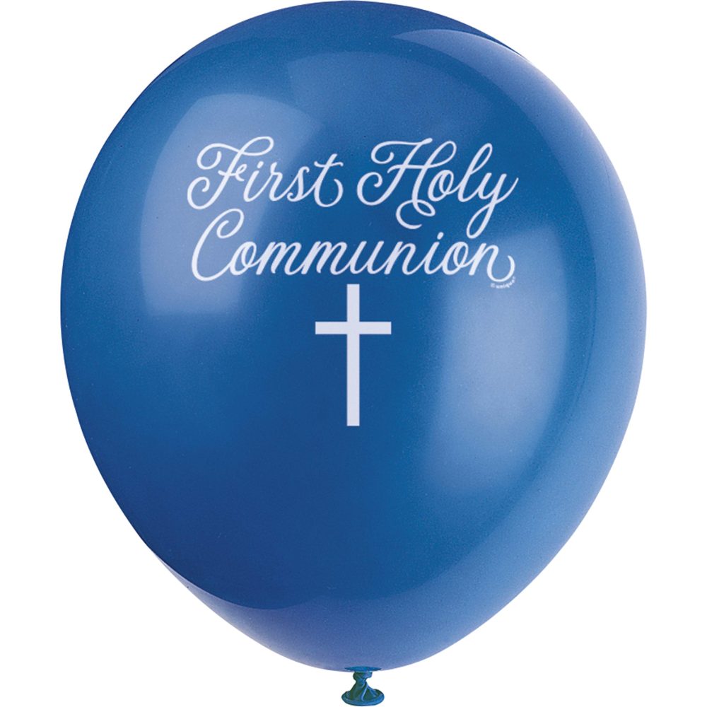 Fancy Blue Cross First Holy Communion Latex Balloons (30cm) - Vibrant & Elegant Celebration Decorations for a Memorable Event - 8ct - Image 3