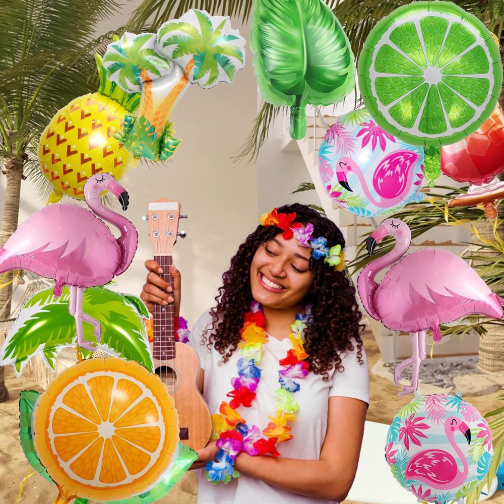 Tropical Balloon Hawaiian Balloons Party Decorations Flamingo Pineapple Coconut Tree Monstera Leaf Mylar Foil Balloon Luau Summer Helium Balloons for Birthday Hawaii Aloha Beach Pool Party Decorations - Image 4