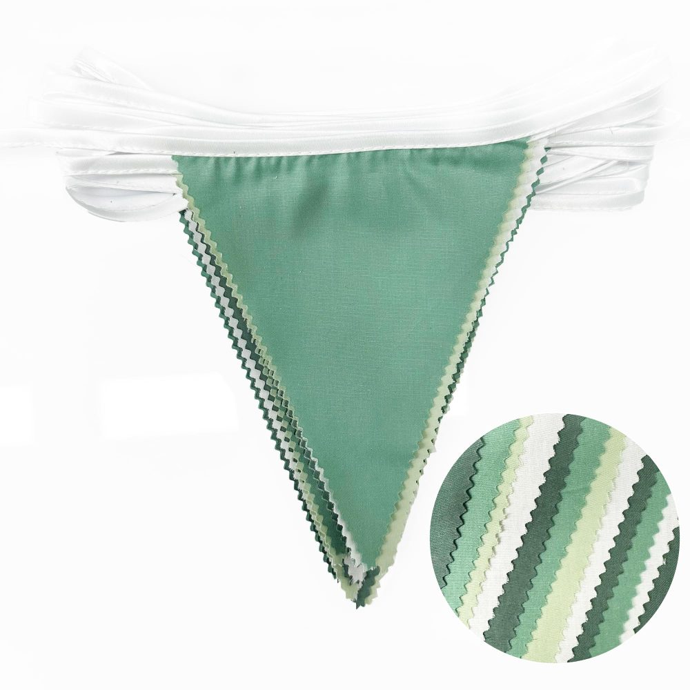 32Ft Sage Green Bunting Banner Party Decorations Avocado Green Fabric Triangle Flag Pennant Garland Streamer for Birthday Wedding Spring Summer Golf Jungle Baby Bridal Shower Outdoor Hanging Decor - Image 6