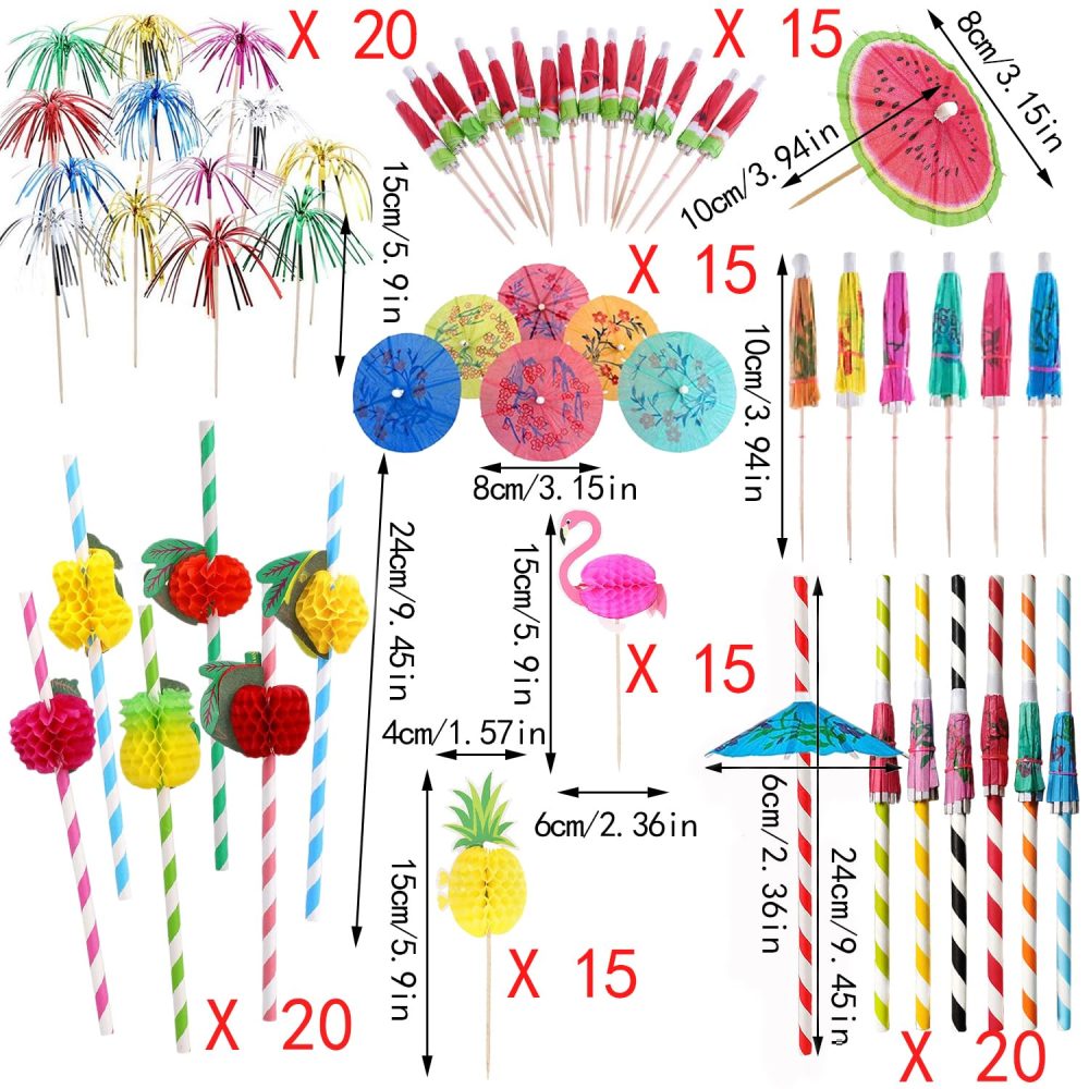 120PCS Cocktail Accessories for Drinks,Cocktail Party Decorations,Cocktail Fruit Label,Swizzle Sticks Paper Umbrella Sticks,Drinks Summer Party Drink Decorations Hawaiian Tropical Party Decoration - Image 7