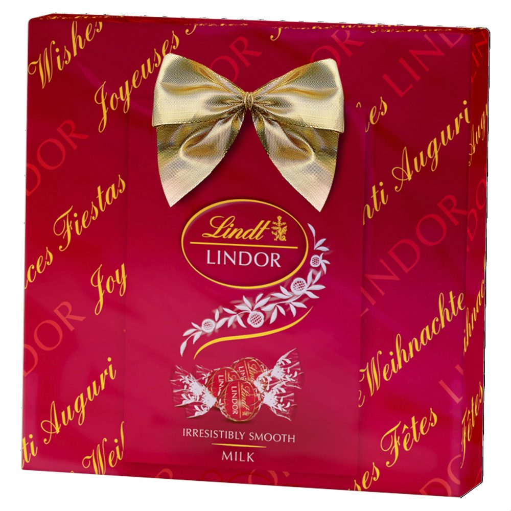 Lindt LINDOR Milk Chocolate Truffle Wrapped Gift Box , 287g - Perfect for Sharing and Gifting - Chocolate Balls with a Smooth Melting Filling