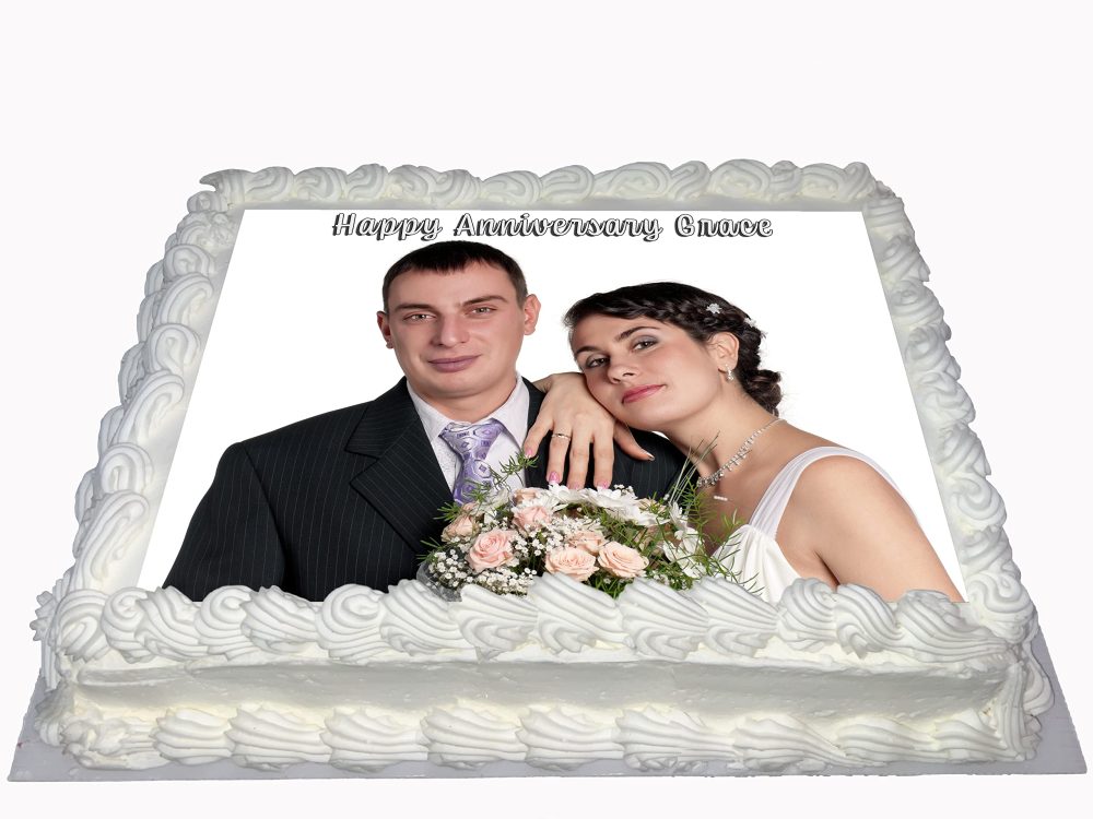 YOUR OWN PHOTO IMAGE WITH PERSONALISED MESSAGE LARGE SIZED EDIBLE ICING CAKE TOPPER DECORATION SUITABLE FOR USE ON COSTCO CAKE - Image 7