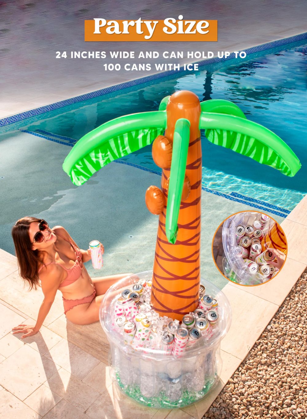 JOYIN 60" Inflatable Palm Tree Cooler, Theme Beach Party Decor, Party Supplies for Pool Party and Beach Party - Image 8