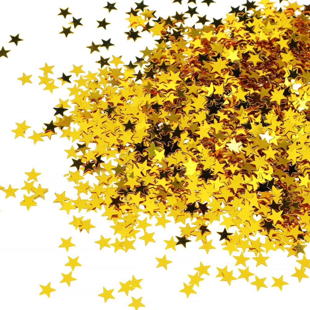 Piriuuo Star Confetti Glitter Star Sequins Metallic Foil Star Table Confetti Pentagram Party Confetti Star Decoration for Halloween Birthday Wedding Festival Party DIY, 30 Grams/1 Ounce(Gold)