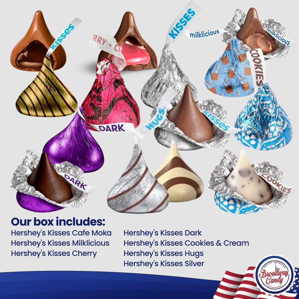 Broadway Candy 900g Blissful Kisses Hamper - American Sweets Gift Box - Chocolates Minis Hamper - An Assortment of Hershey's Kisses for Kids, Adults, Birthday, Valentine, Special Occasion - Image 6