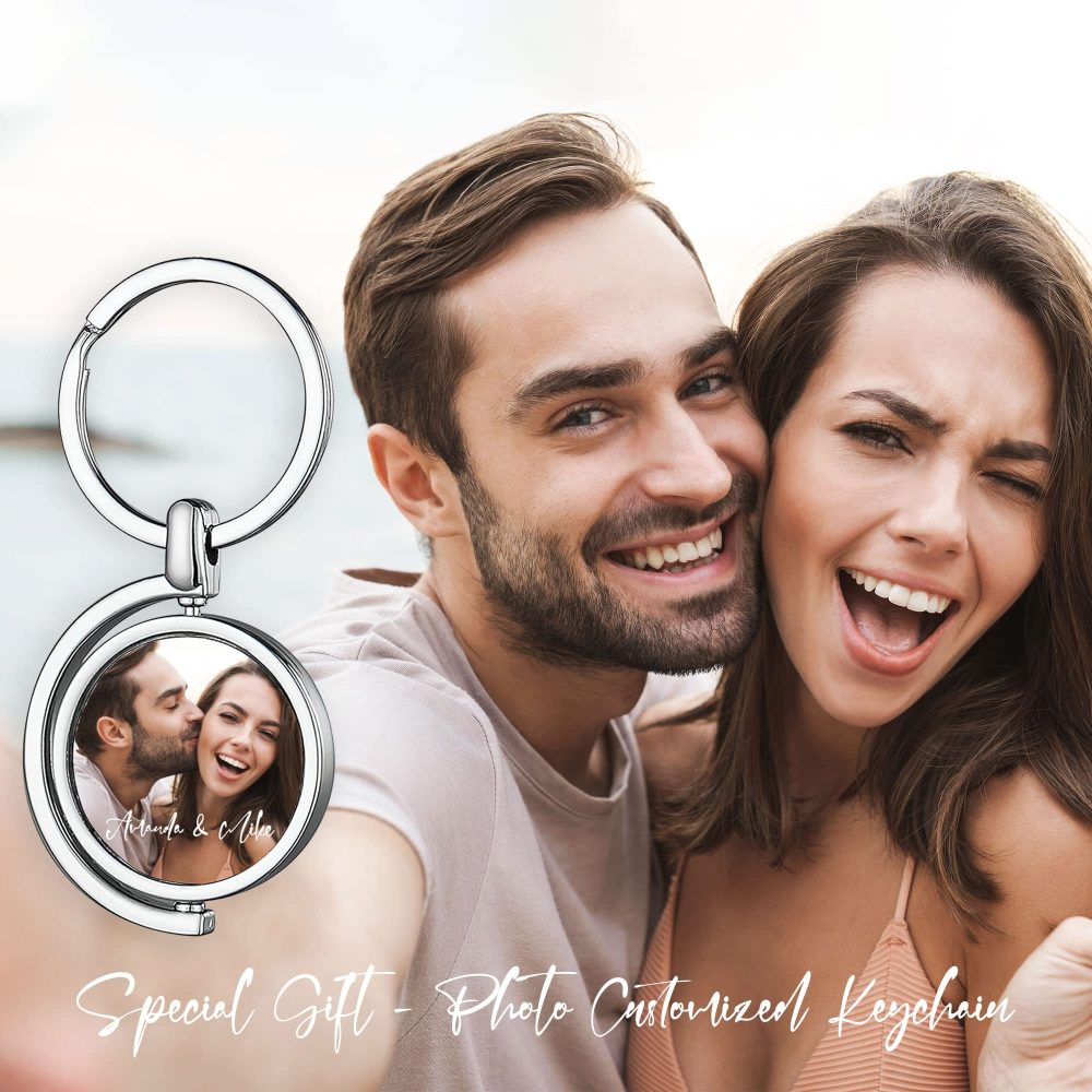 Easycosy Photo Keyring Personalised Colorful Double Sided Keychain Custom Valentine's Day Anniversary Birthday Memorial Gifts for Couple Boyfriend Girlfriend - Image 4