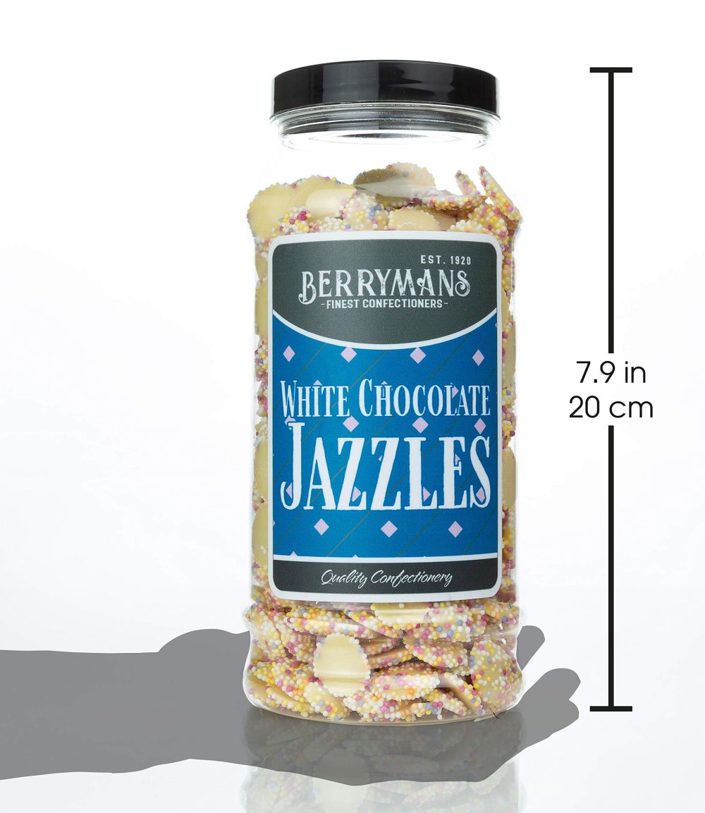 Original Jazzies White Chocolate Jazzies Snowies Jazzles Retro Sweets Gift Jar By Berrymans Sweet Shop - Classic Sweets, Traditional Taste. - Image 4