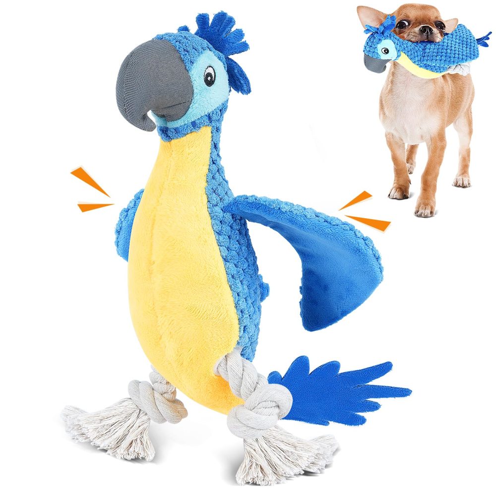 ROSAUI Dog Toys, Plush Squeaky Cockatoo Dog Toy - Interactive and Dental Cleaning Pet Chew Toy for All Breed Sizes Dog