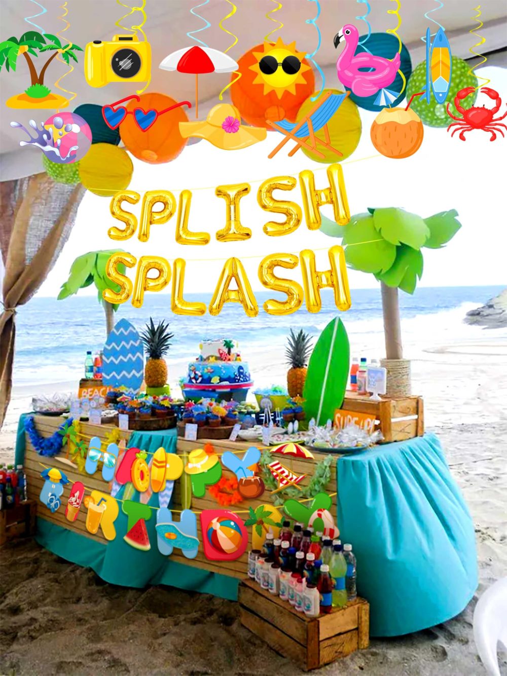 JeVenis Pool Party Balloons Tropical Hawaiian Luau Splish Splash Balloon Garland Pool Party Balloons Beach Party Decorations For Kids - Image 7