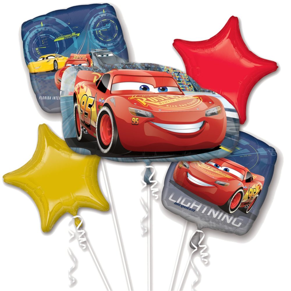 Amscan Anagram 3536701 - Disney Cars 3 Lightning Mcqueen Foil Balloon Bouquet - 5 Pieces