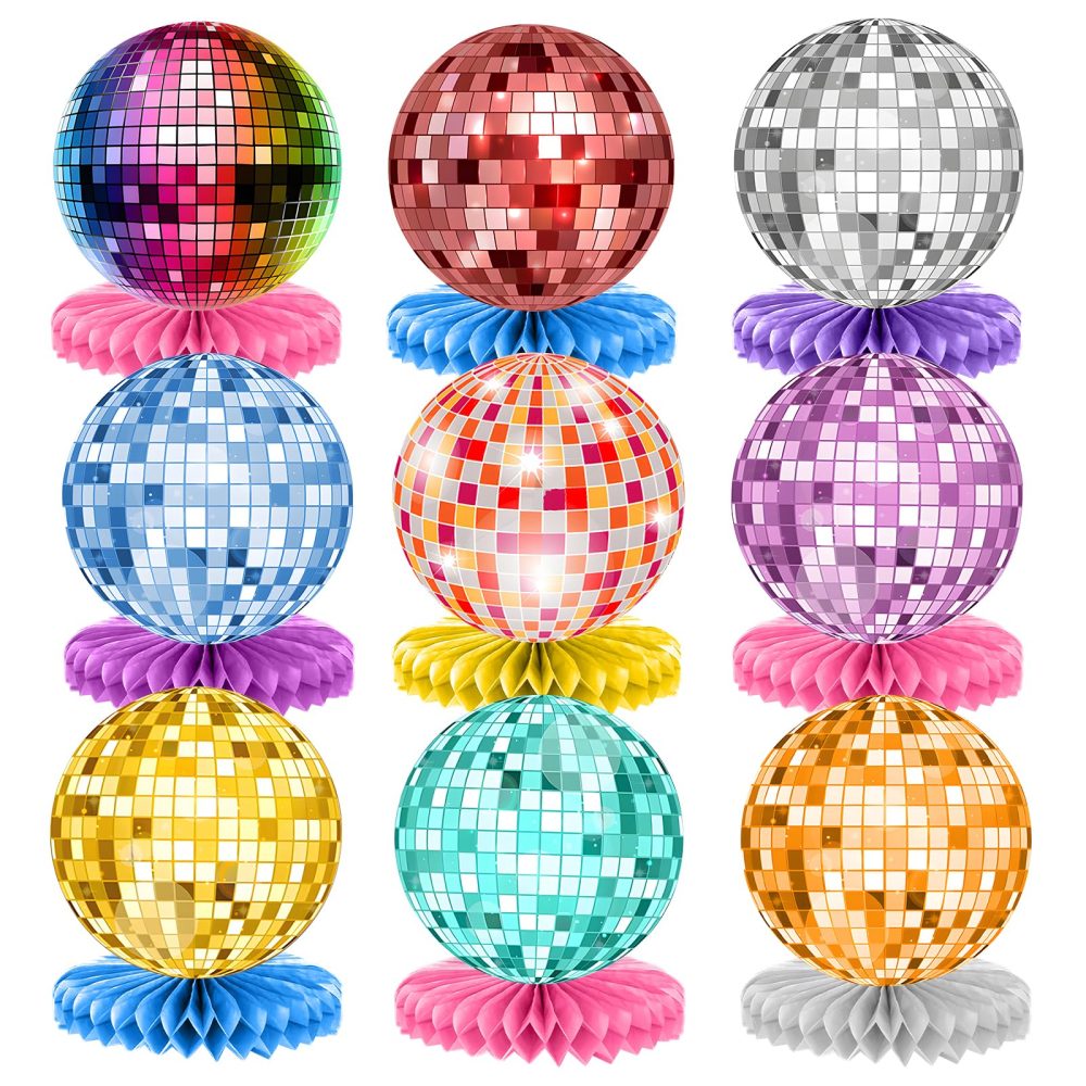 Disco Theme Honeycomb Centrepieces Disco Ball Centerpieces for Party, Birthday Party Decorations Disco Ball Table Decor for Music Theme Party Table Centerpiece, 70s 80s 90s Disco Party Decorations