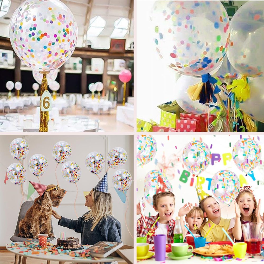 25Pcs Confetti Balloon, Multicoloured Balloons, Rainbow Balloons, Balloons, Balloon Ribbon, Anniversaries and Celebrations, 12 Inch Balloons and One Balloon Strap - Image 3