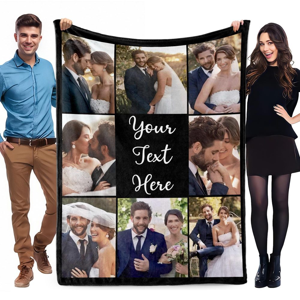 Personalised Photo Blanket for Adult Kids, Customised Blanket with Picture Text, Custom Blanekt, Personalised Christmas Valentines Anniversary Birthday Gifts for Her Women Men Him Girlfriend Boyfriend