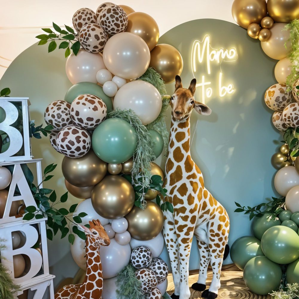 Safari Balloons, 50pcs Green Brown Balloons, Sage Green Green Apricot Balloons, Giraffe Print Jungle Balloons for Jungle Safari Woodland Wild One Theme Birthday Baby Shower Wedding Decorations - Image 6