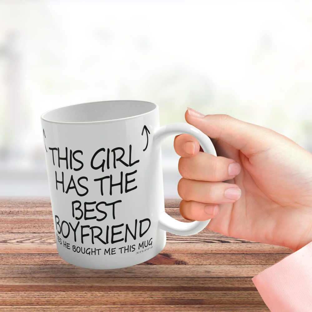 Anniversary Mug for Her - This Girl Has The Best Boyfriend Mug - Novelty Birthday Cute Girlfriend Gifts, Valentines Gifts for Her, Valentine Mug, 11oz Ceramic Dishwasher Safe Coffee Mugs - Image 5