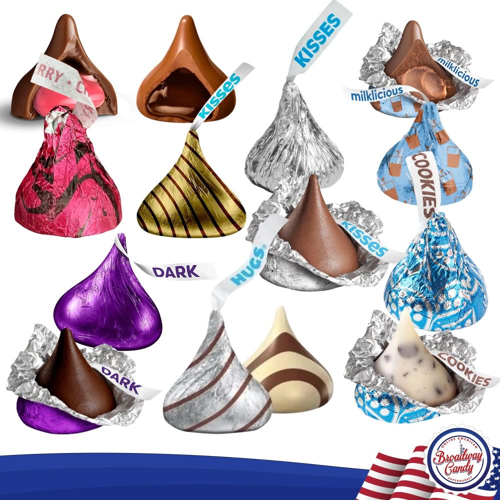 Broadway Candy 900g Blissful Kisses Hamper - American Sweets Gift Box - Chocolates Minis Hamper - An Assortment of Hershey's Kisses for Kids, Adults, Birthday, Valentine, Special Occasion - Image 4