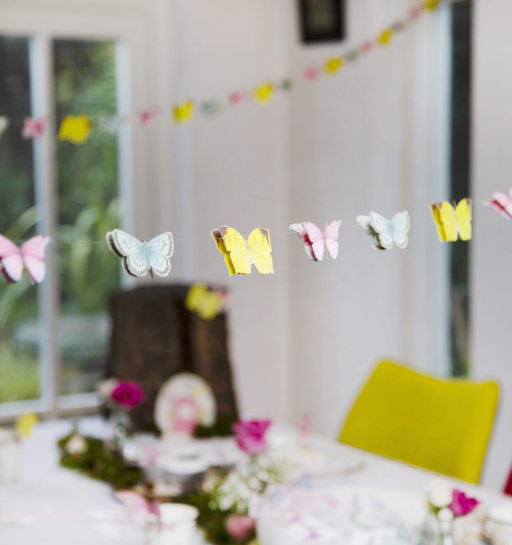 Talking Tables 5m (16ft) Small 3D Butterfly Garland Bunting | Pastel Birthday Decorations | Supplies for Kid's Party, Woodland Fairies Theme, Girls Bedroom Accessories, 5 metres - Image 3