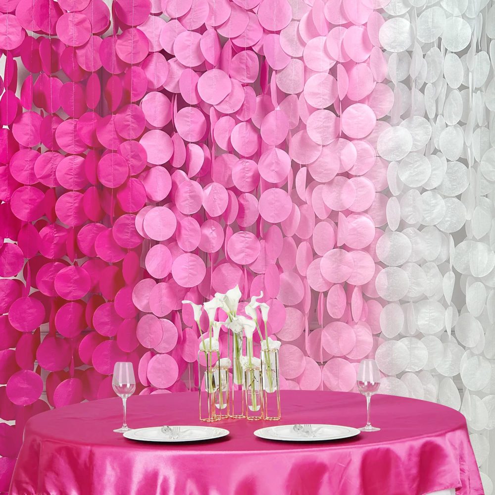 205Ft Ombre Pink Tissue Paper Streamer Hot Pink Big Circle Dots Hanging Garland Backdrop Polka Dot Bunting Banner for Birthday Wedding Bridal Baby Shower Bachelorette Engagement Kids Party Decor - Image 2