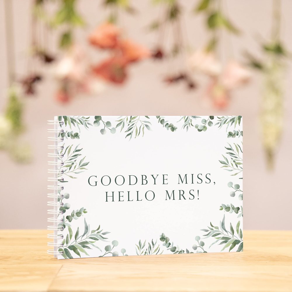 Goodbye miss hello mrs hen party guest book and wooden keepsake pen | hen party accessories | kiss the miss goodbye | hen do accessories | team bride gifts - Image 5