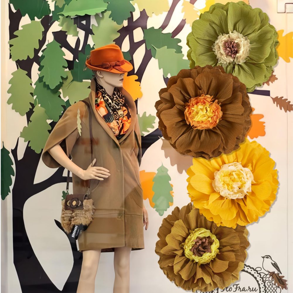 SUNBEAUTY Autumn Decorations 4 PCS 20" Party Brown Fall Giant Paper Flowers Tissue Paper Flowers Paper Flowers Decorations Spring Party Decorations Flower Birthday Party Decorations - Image 2