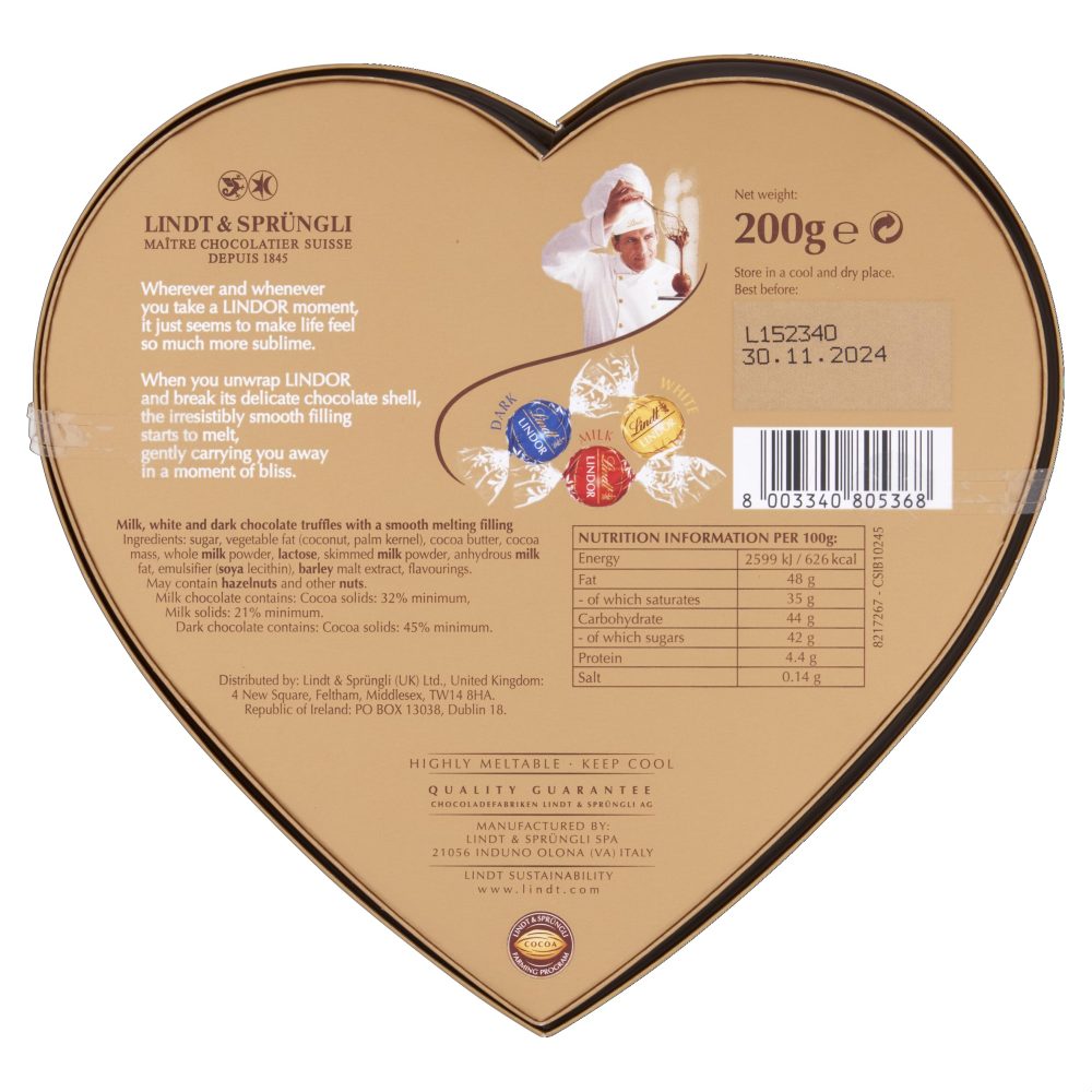 Lindt Lindor Heart Assorted Chocolate Approx 16 balls, 200g - Chocolate Truffles with a Smooth Melting Filling - Gift Present - Valentine's Day, Birthday, Celebrations, Congratulations - Image 5