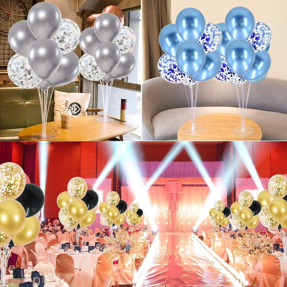 Balloon Stand Kit 4 Sets for Table Centerpieces Include 32 Pcs Blue Latex Confetti Balloons for Birthday,Graduation, Boy Baby Shower, Table Party Decorations - Image 3