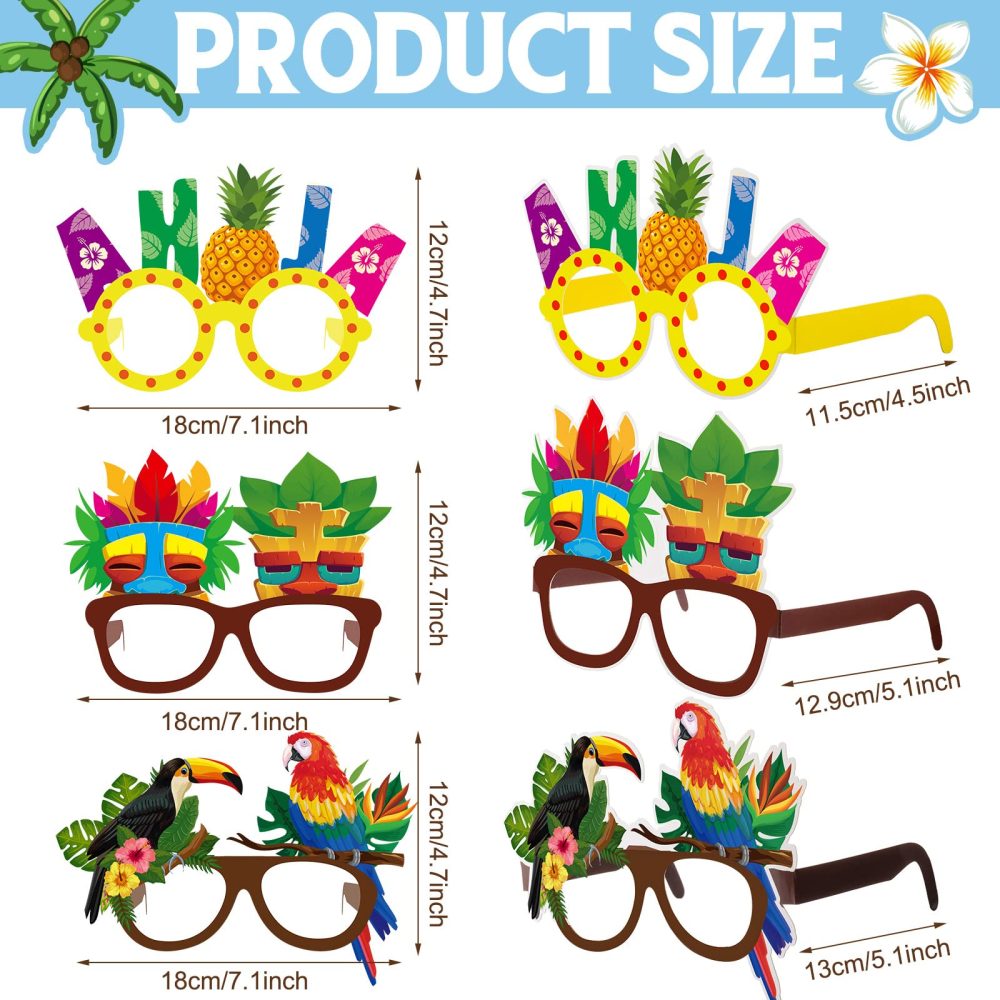 32 Pieces Hawaiian Funny Eyeglasses, Aloha Tropical Luau Party Paper Glasses Frame Favors Photo Booth Props Decoration for Adults Kids Beach Party Summer Party Pool Party Tiki Party Favors Supplies - Image 6