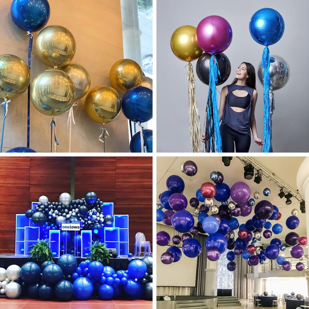 PartyWoo Blue Balloons, 6 pcs Navy Blue Birthday Decorations, 22 inch Giant 4D Foil Balloons and Ribbon, Large Mylar Balloons, Metallic Blue Balloons for Wedding Decorations, Birthday Decorations Boys - Image 5