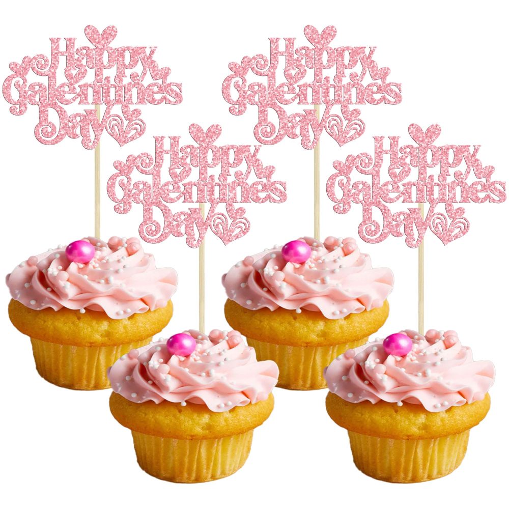 Gyufise 24Pcs Galentines Day Cupcake Toppers Pink Glitter Happy Galentines Day Cupcake Picks for Galentine's Day Decoration Friends Galentines Party Decor Valentines Day Party Supplies