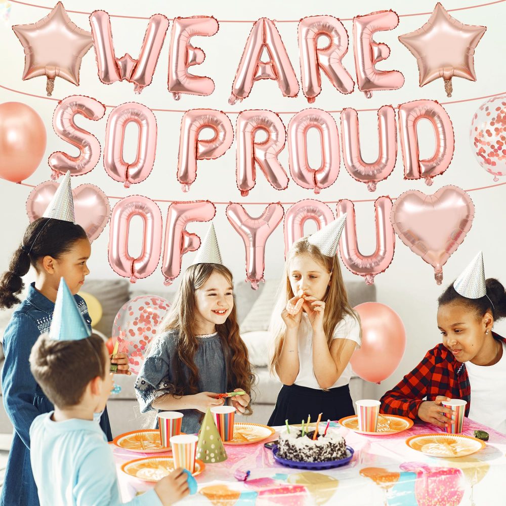 Congratulations Banner Graduation Decoration Balloons - We Are So Proud of You Balloons Banner Decorations Rose Gold Theme Party Supplies for College High School Party - Image 3