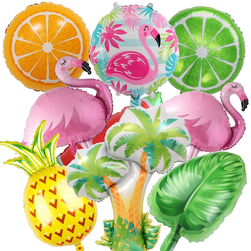 Tropical Balloon Hawaiian Balloons Party Decorations Flamingo Pineapple Coconut Tree Monstera Leaf Mylar Foil Balloon Luau Summer Helium Balloons for Birthday Hawaii Aloha Beach Pool Party Decorations