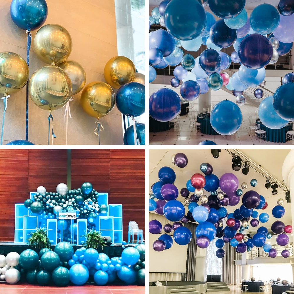 PartyWoo Blue Balloons, 6 pcs Light Blue Foil Balloons, 22 inch Giant 4D Foil Balloons and Ribbon, Large Mylar Balloons, Blue Balloons Decor, Round - Image 8