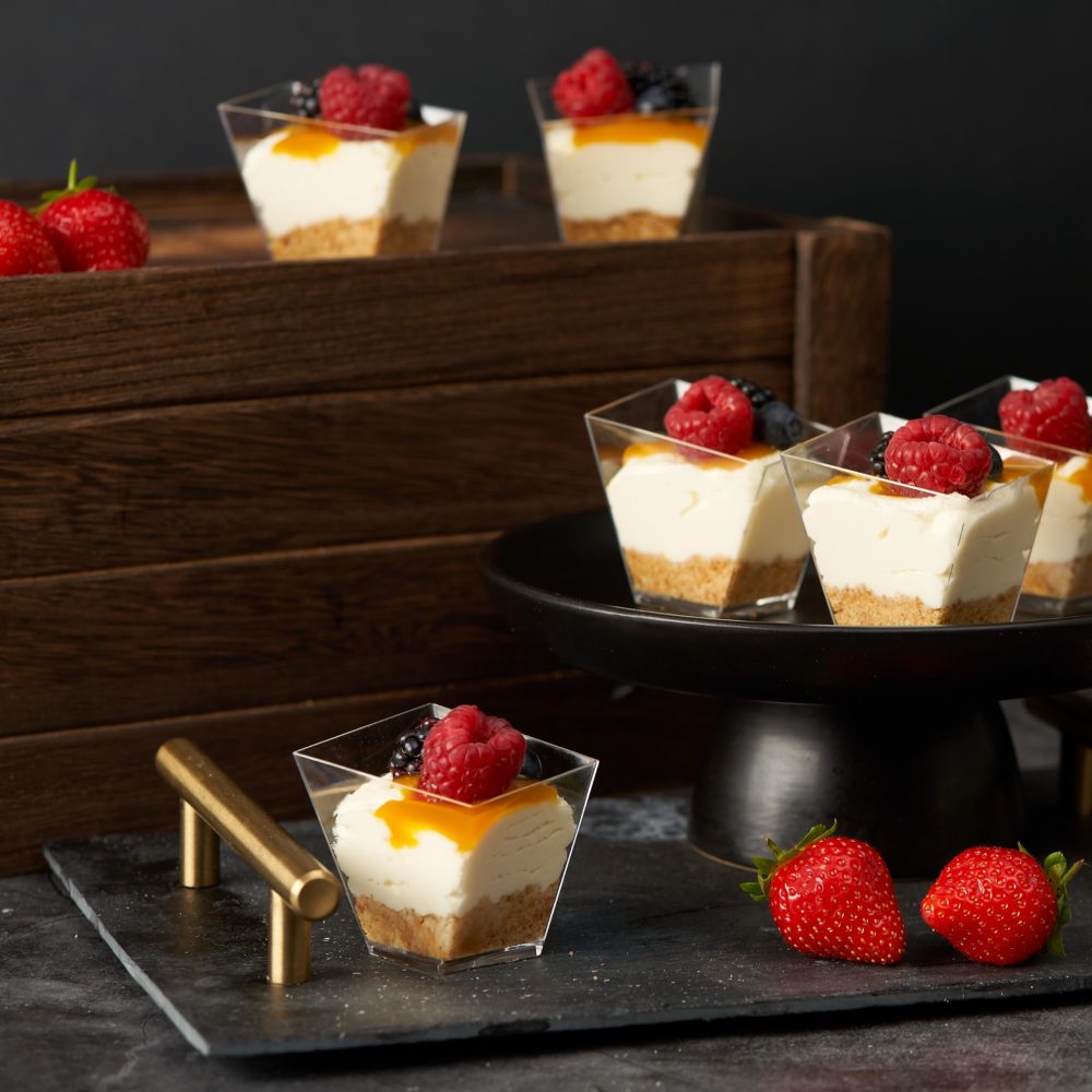 MATANA 100 Mini Square Hard Plastic Dessert Cups for Parties (Trapezoid 70ml) - Reusable Individual Dessert Pots for Cheesecake, Jelly, Puddings, Mousse, Tiramisu, Trifles - Image 3