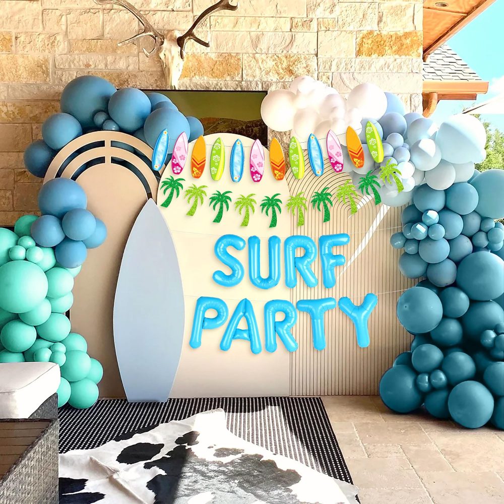 JeVenis Surf Up Party Decoration Surf Up Party Supplies Backdrop The Big One Surf Birthday Baby On Board Backdrop for Summer Beach Baby Shower Birthday Party - Image 4