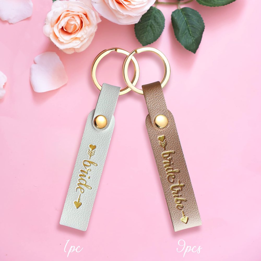 LADY&HOME 10pcs Hen Party Accessories Keychains Bridesmaid Proposal Gifts Keychains for Bride Tribe(Champagne) - Image 3