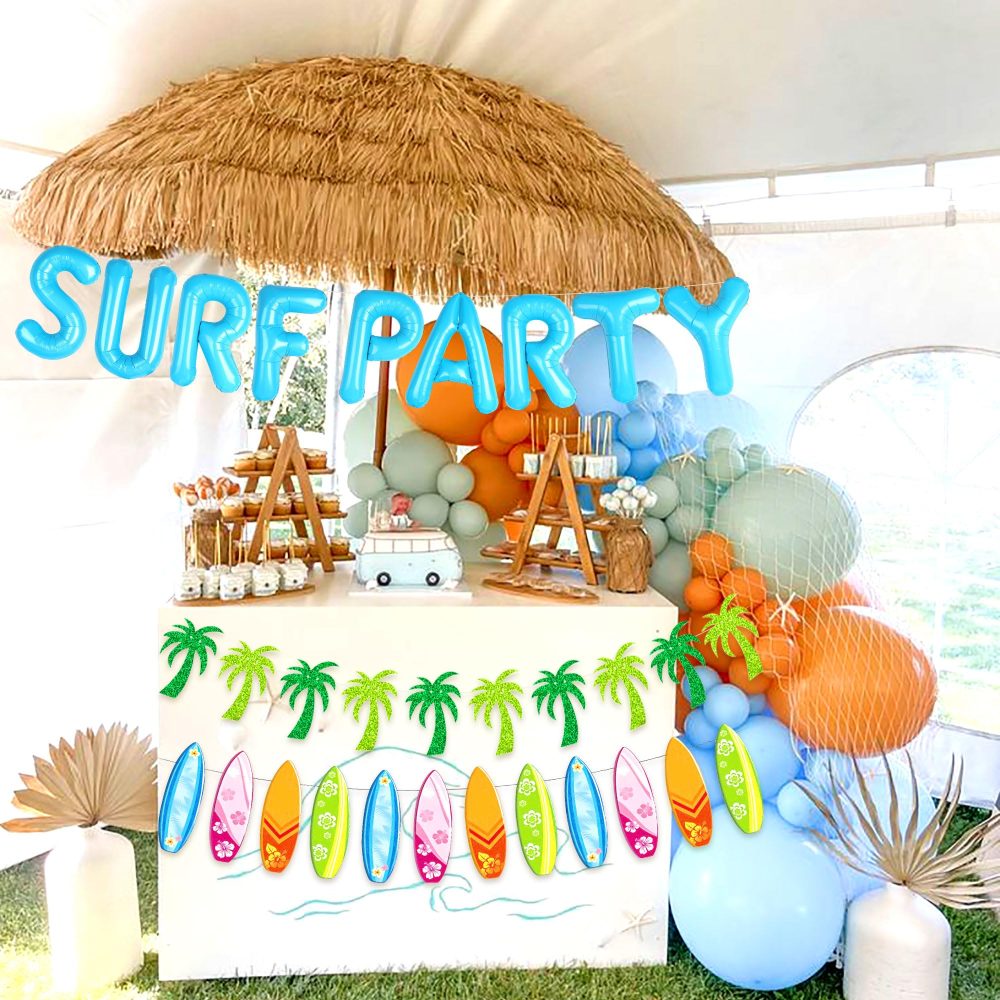 JeVenis Surf Up Party Decoration Surf Up Party Supplies Backdrop The Big One Surf Birthday Baby On Board Backdrop for Summer Beach Baby Shower Birthday Party - Image 7