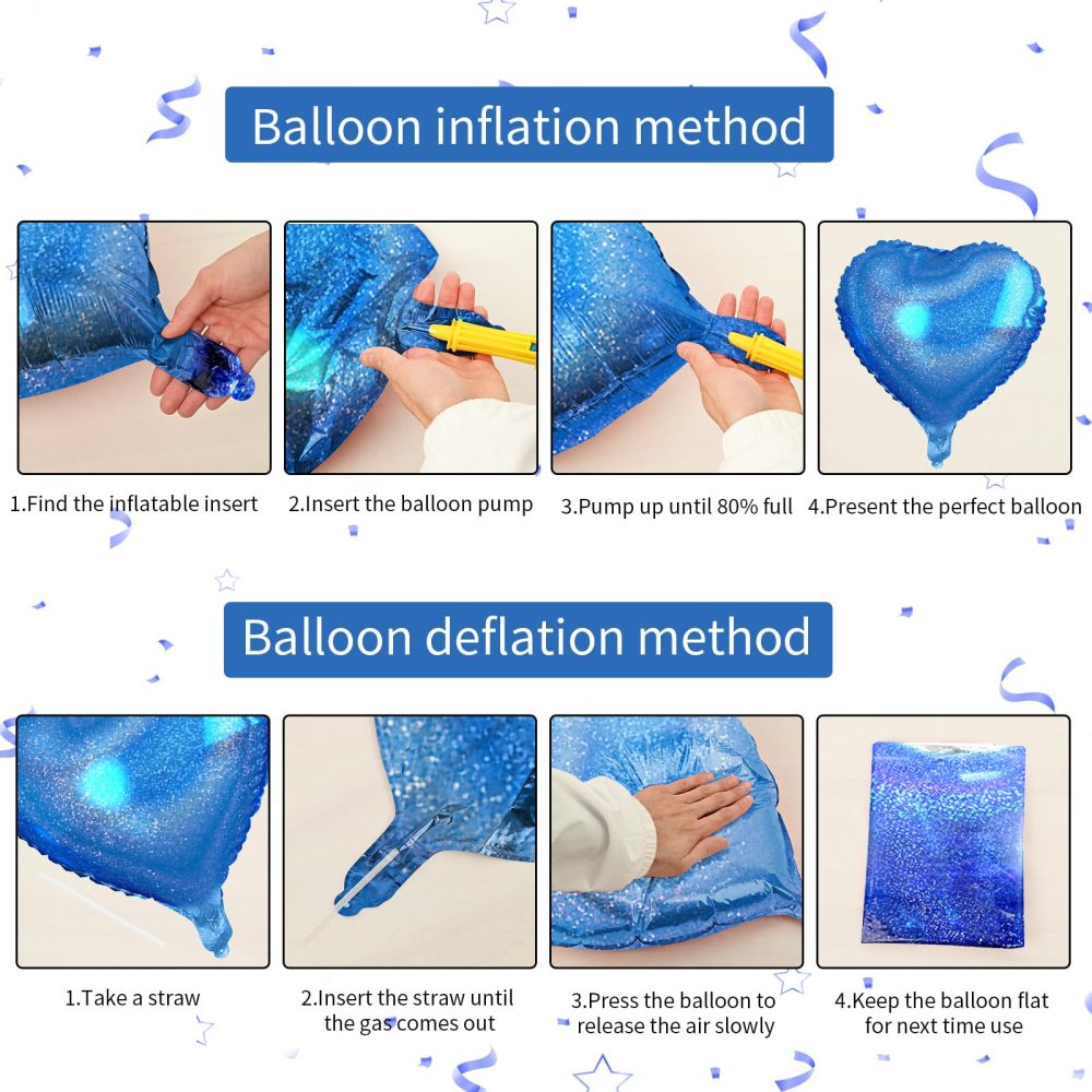 Biapian Dark Blue Heart Balloons, 10PCS Glitter Blue Heart Shape Balloons, 18inch Love Foil Balloons Helium for Boys Men Valentines Day, Graduation, Wedding, Brithday, Baby Shower Party Decorations - Image 7