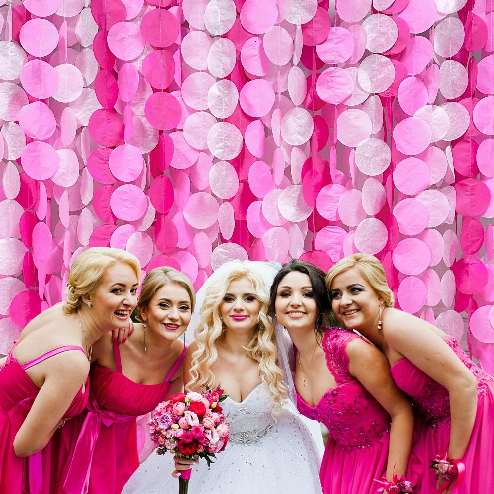 205Ft Ombre Pink Tissue Paper Streamer Hot Pink Big Circle Dots Hanging Garland Backdrop Polka Dot Bunting Banner for Birthday Wedding Bridal Baby Shower Bachelorette Engagement Kids Party Decor - Image 4