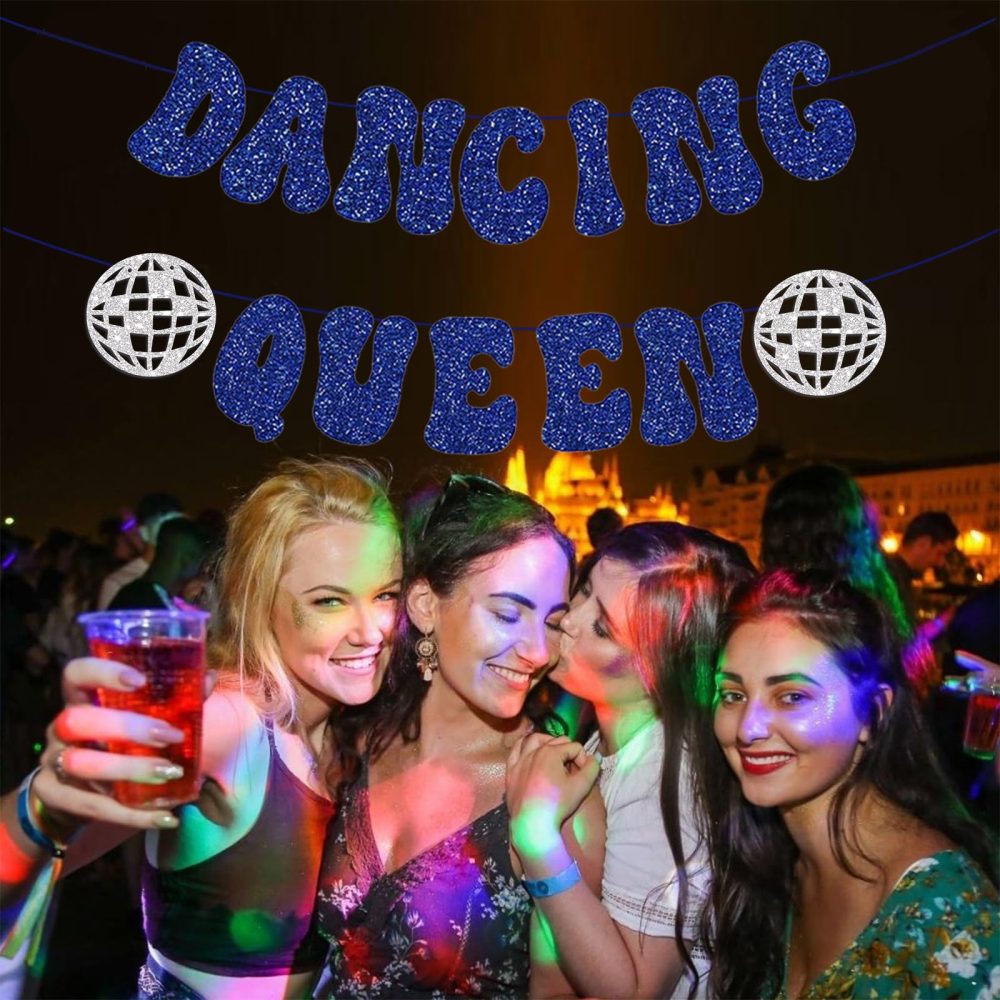 Konsait Glitter Dancing Queen Party Decorations, Mamma Mia Bachelorette Party Decorations Disco Ball Banner for Birthday Bridal Shower Wedding Party - Image 3